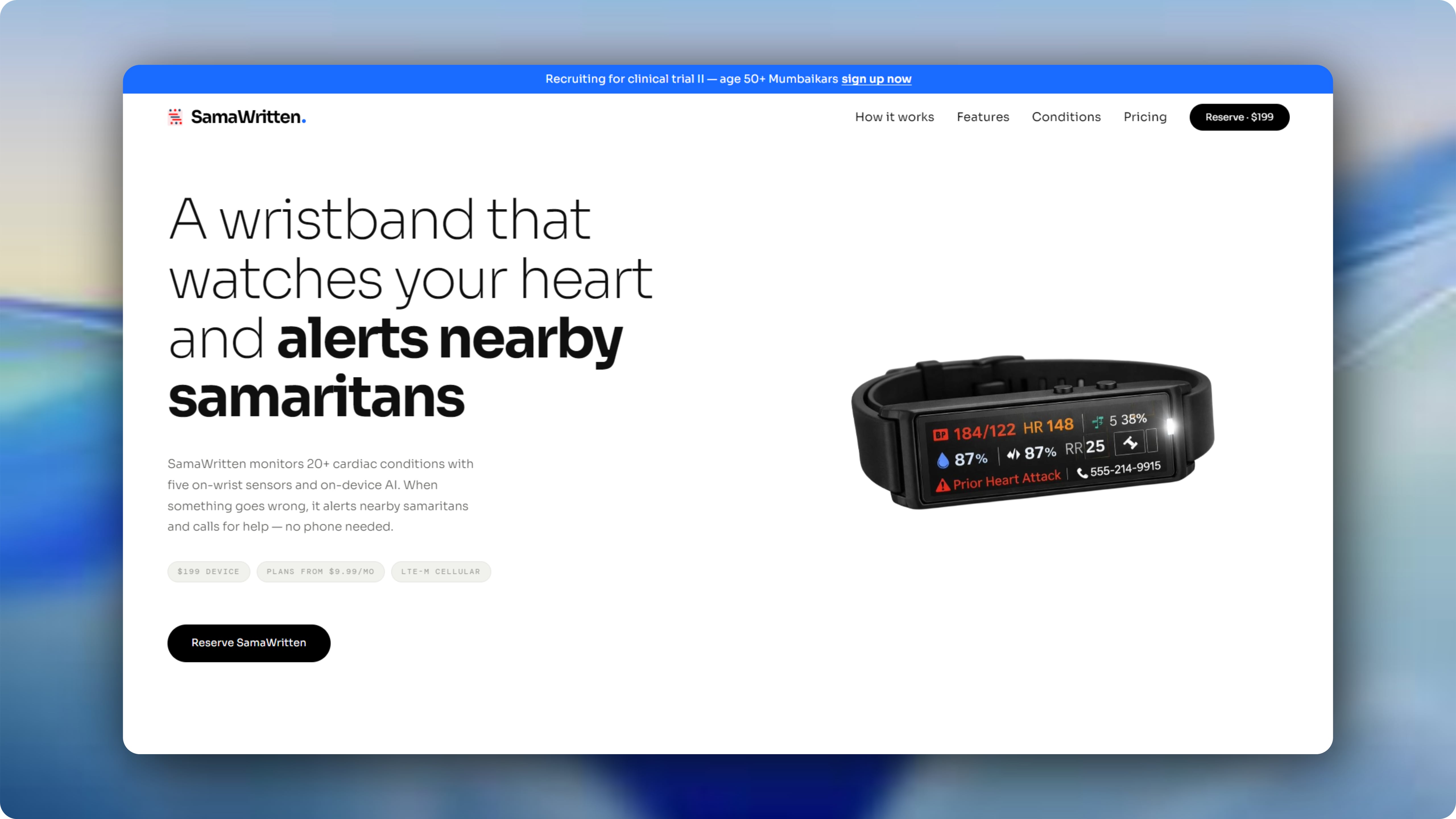 SamaWritten Cardiac Wearable